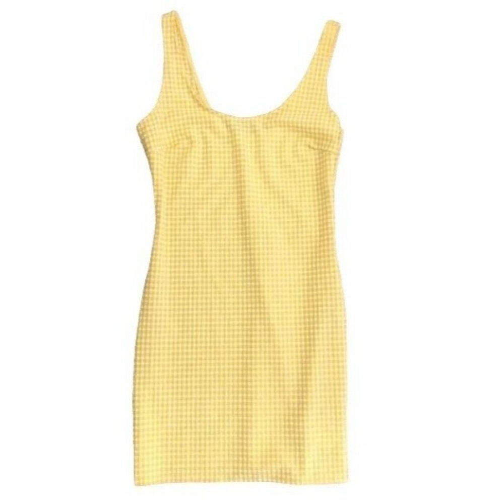 Urban Outfitters Mary Yellow Textured Gingham Dress Woman's XS Sleeveless